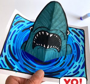 立体鲨鱼涂涂画画儿童手工动物创意手工-优优资源