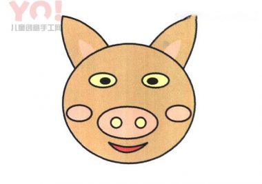 搞笑猪头简笔画的画法教程-优优资源