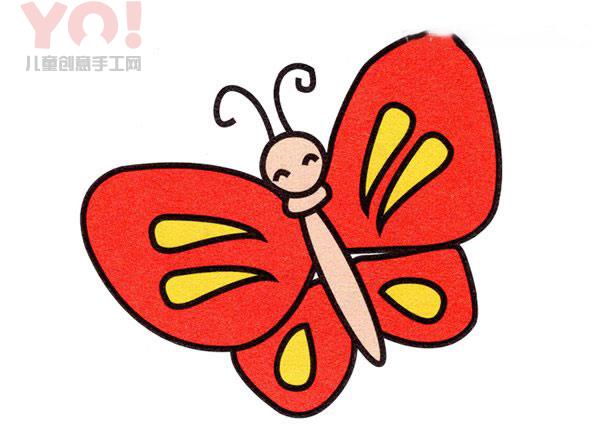 美丽的蝴蝶简笔画画法图片染色
