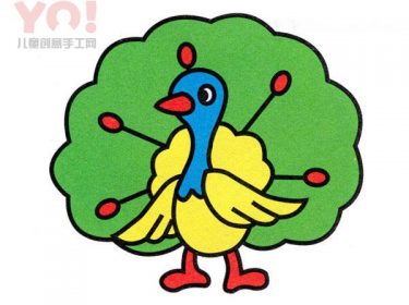 孔雀开屏的简笔画画法图片有颜色-优优资源
