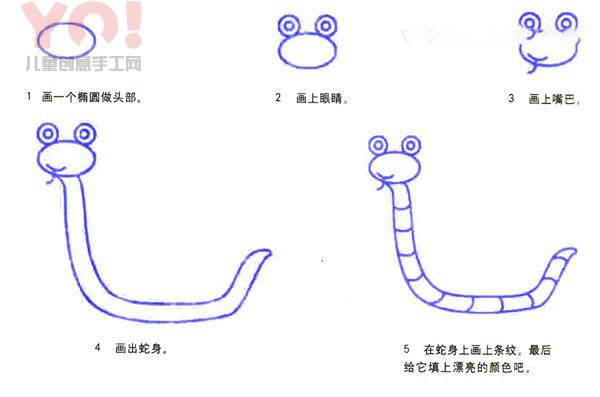 可爱小蛇简笔画的画法图片