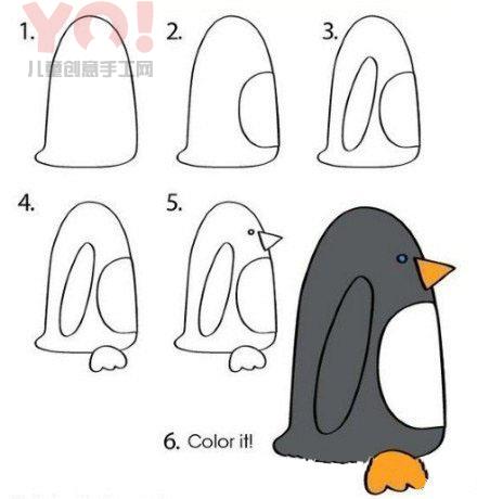 企鹅简笔画的画法步骤