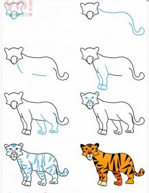 简笔画彩色老虎的画法-优优资源