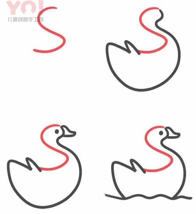 字母S简笔画天鹅的图片步骤