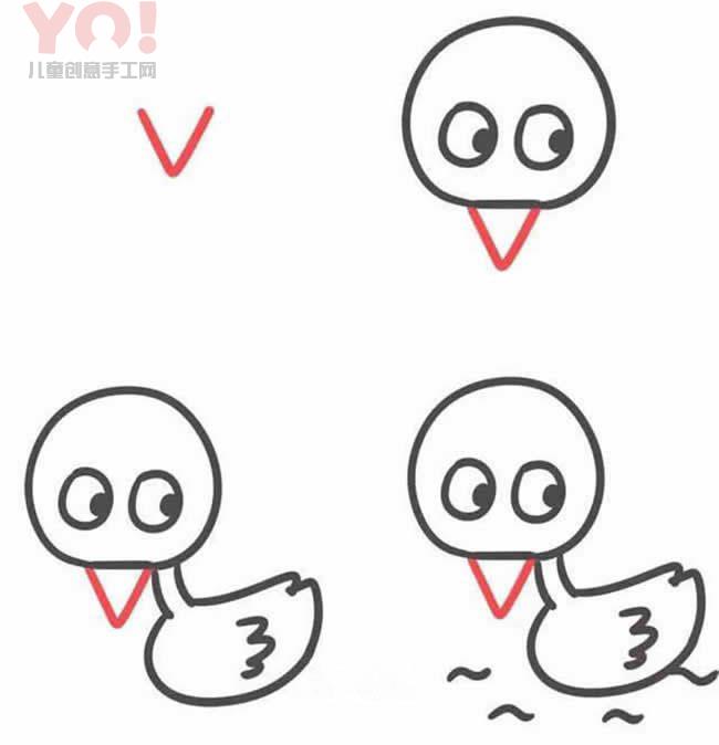 字母V简笔画小鸟的画法图片