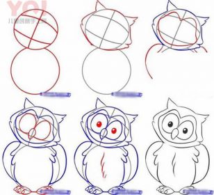 简笔画可爱猫头鹰的教程-优优资源