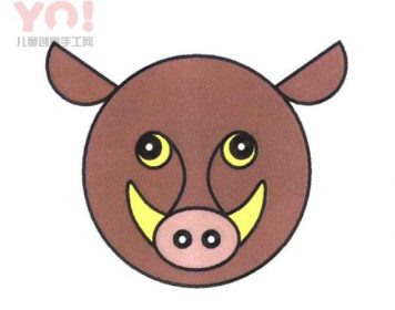 野猪头简笔画的画法教程-优优资源