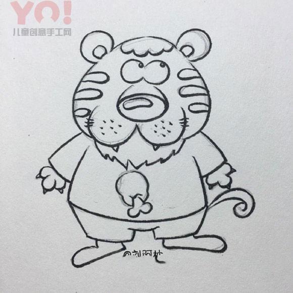 简笔画卡通风的老虎先生