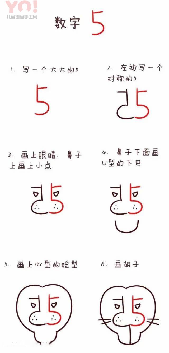 数字5简笔画大狮子的图片教程