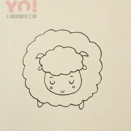 简笔画卡通绵羊的图片步骤