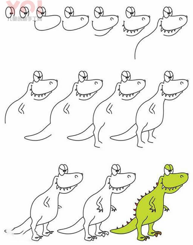卡通鳄鱼简笔画的画法步骤