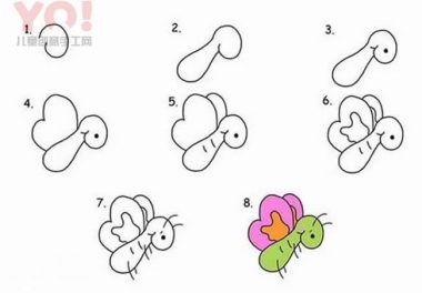 简笔画彩色卡通蝴蝶的图片-优优资源
