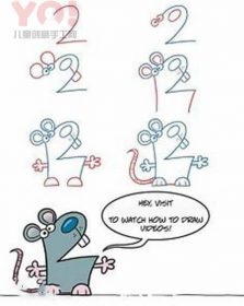 数字2简笔画卡通小老鼠图片彩色-优优资源