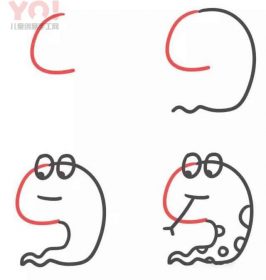 字母C简笔画可爱小蛇的图片教程-优优资源