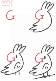 字母G简笔画鹦鹉的画法图片-优优资源