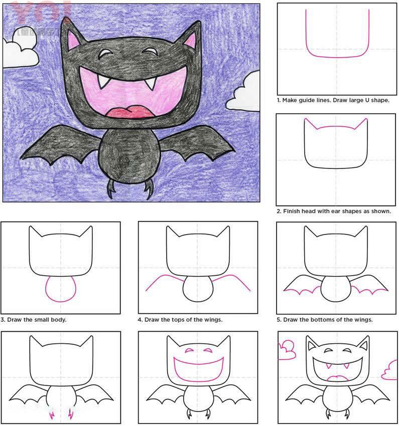 简笔画卡通小蝙蝠的图片教程