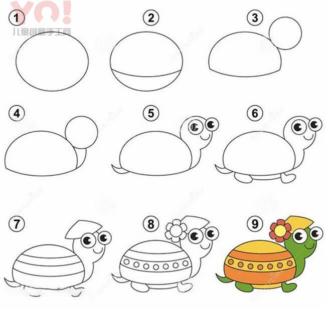简笔画卡通乌龟的步骤图片
