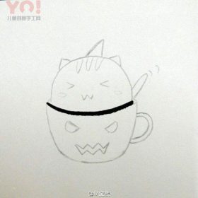 简笔画茶杯中的卡通小猫咪图片-优优资源