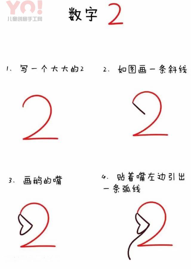 数字2简笔画大白鹅的画法图片