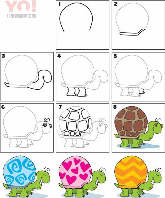 简笔画搞笑的乌龟画法图片