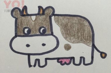 简笔画可爱奶牛的图片步骤-优优资源