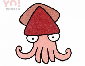 简笔画卡通风格乌贼的画法图片-优优资源