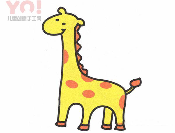 简笔画可爱长颈鹿的画法图片彩色