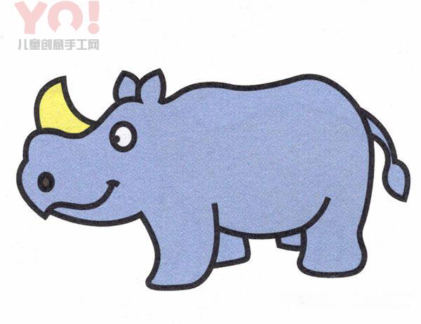 简笔画犀牛的画法步骤彩色