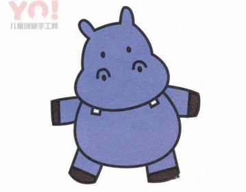 简笔画彩色小河马的画法步骤-优优资源