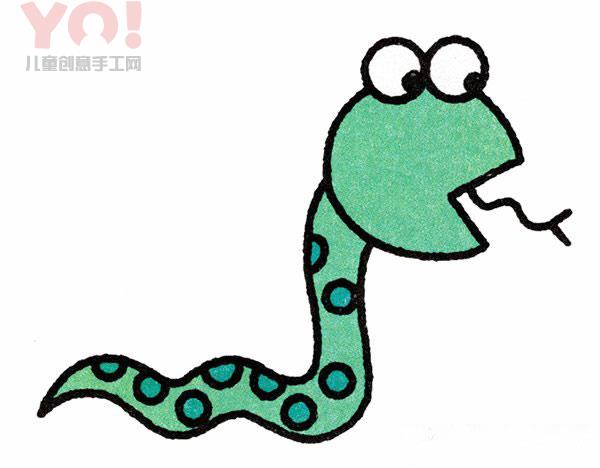 简笔画吐舌头的小蛇画法图片