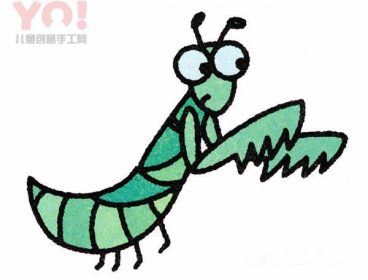 简笔画可爱螳螂的图片步骤-优优资源