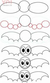 简笔画可爱蝙蝠的卡通画法图片-优优资源