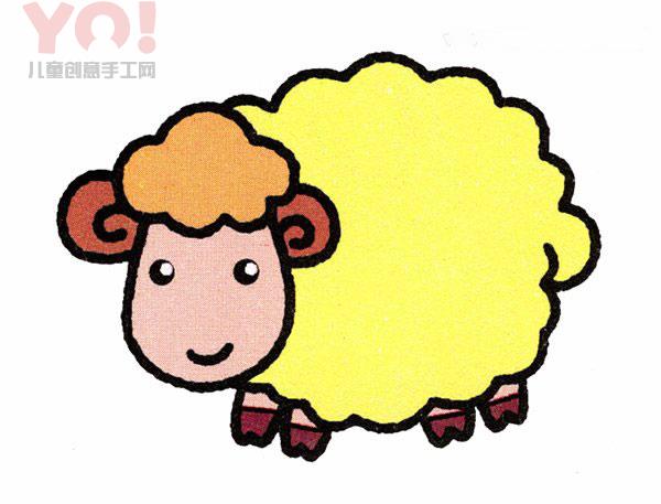 可爱小绵羊简笔画的图片教程彩色