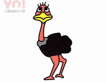 搞笑卡通鸵鸟简笔画图片教程-优优资源