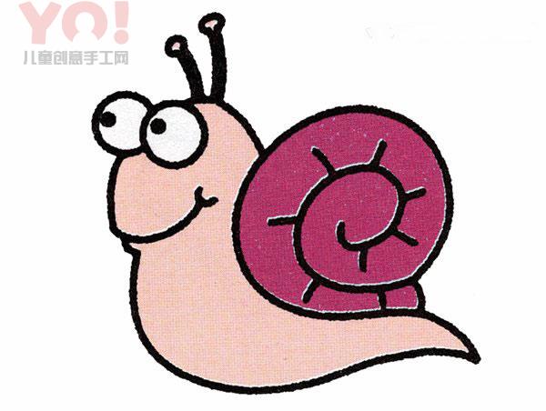 可爱小蜗牛简笔画的画法图片彩色