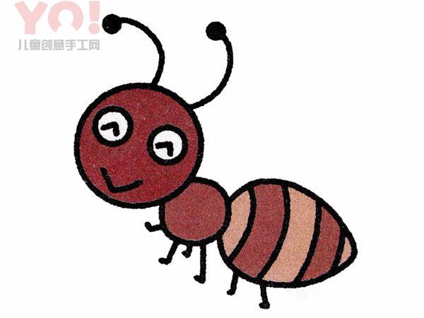 可爱小蚂蚁简笔画的画法图片彩色