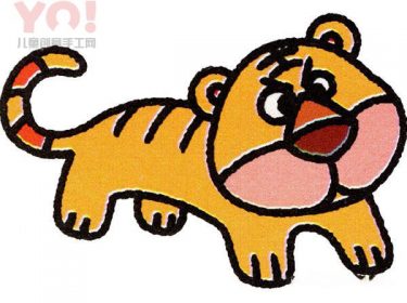 威猛的老虎简笔画图片教程彩色-优优资源