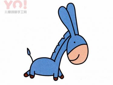 可爱卡通小毛驴简笔画的画法图片-优优资源