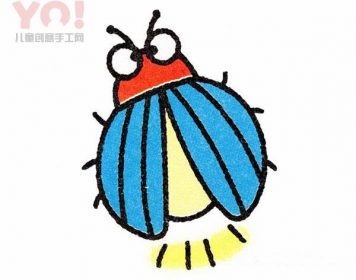 彩色发光的萤火虫简笔画画法教程-优优资源