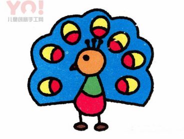 漂亮的小孔雀简笔画画法图片彩色-优优资源
