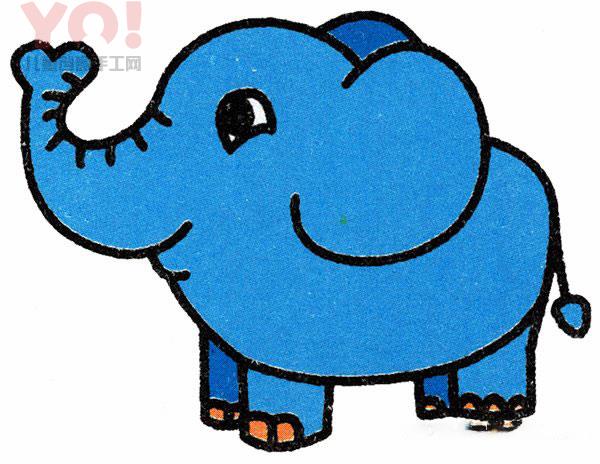 可爱卡通大象简笔画的画法图片彩色