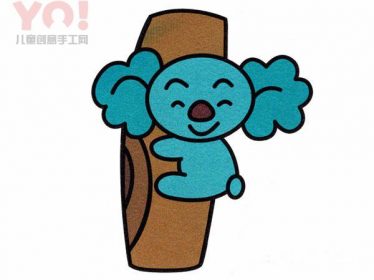 爬在树上的小考拉简笔画图片彩色-优优资源