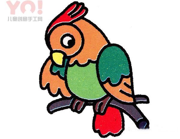 简笔画可爱鹦鹉的画法图片彩色
