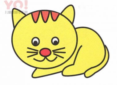 趴着的可爱小猫简笔画画法图片教程-优优资源