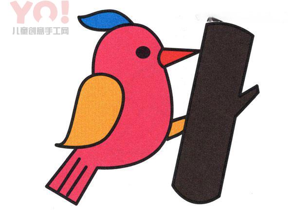 彩色啄木鸟简笔画画法教程