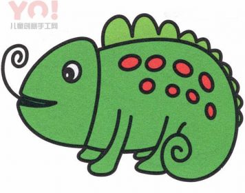 可爱彩色变色龙简笔画的图片教程-优优资源