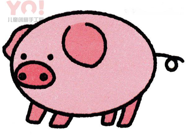 粉嫩小猪简笔画画法图片教程