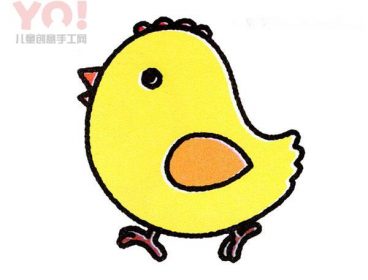 可爱卡通小鸡简笔画的画法步骤-优优资源