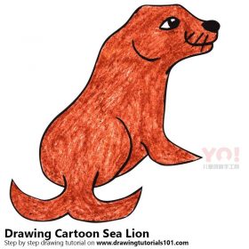 学习如何画一个卡通海狮（卡通动物）-优优资源