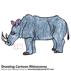 学习如何画一个卡通犀牛（卡通动物）-优优资源